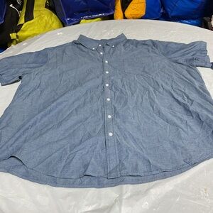 Men's Blue Short-Sleeve Button-Down Shirt